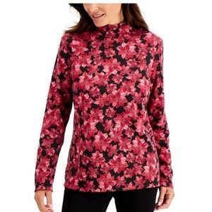 Women's Karen Scott Poinsettia Mockneck Top 2X New With Tags